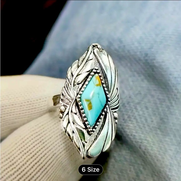 1pc Vintage Trendy Turquoise Ring - Picture 1 of 2